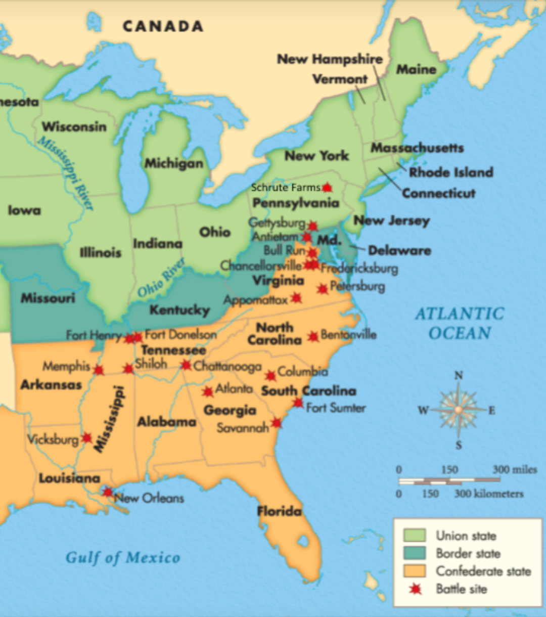 Civil War Battles Map Orig 